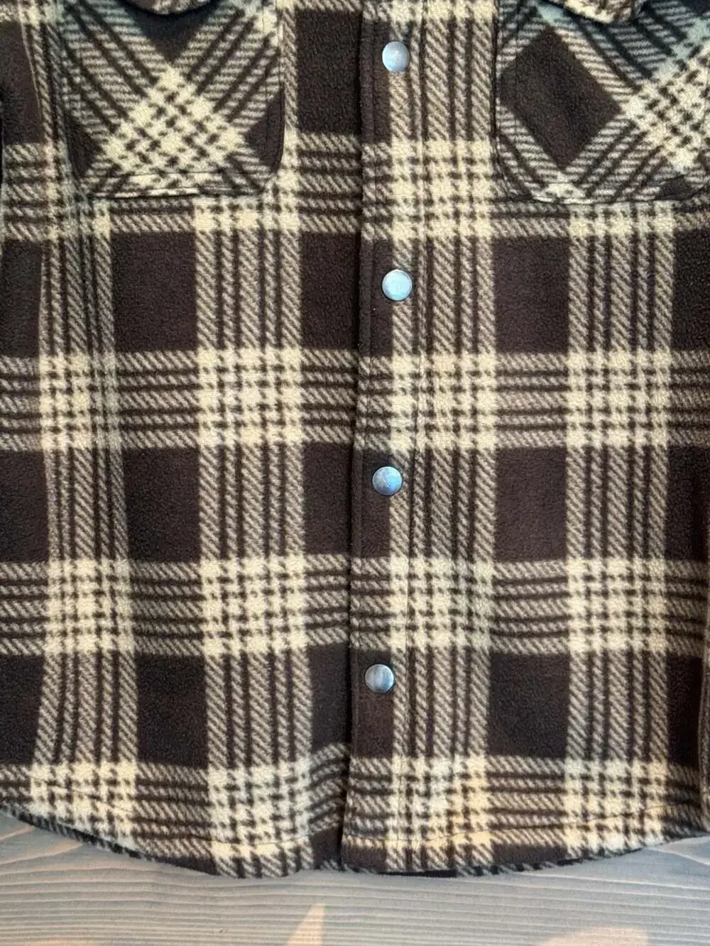Eddie Bauer Plaid Sherpa Lined Shirt Jacket Youth Size 14/16 Brown Snap Front